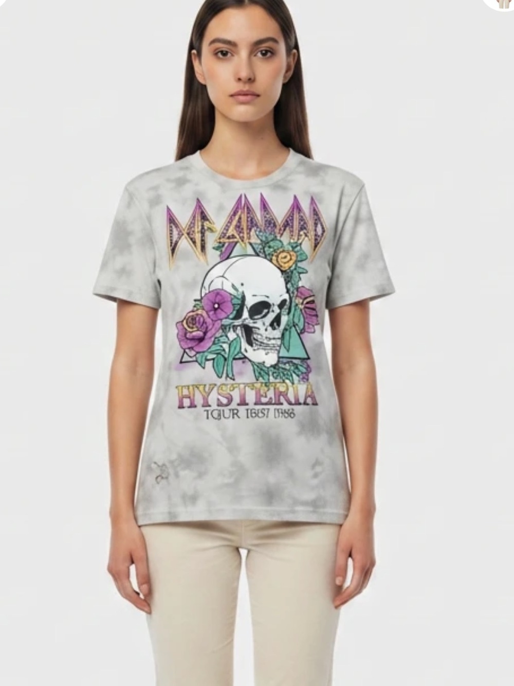 Def Leppard Hysteria Graphic Tie-Dye Tee - Gray